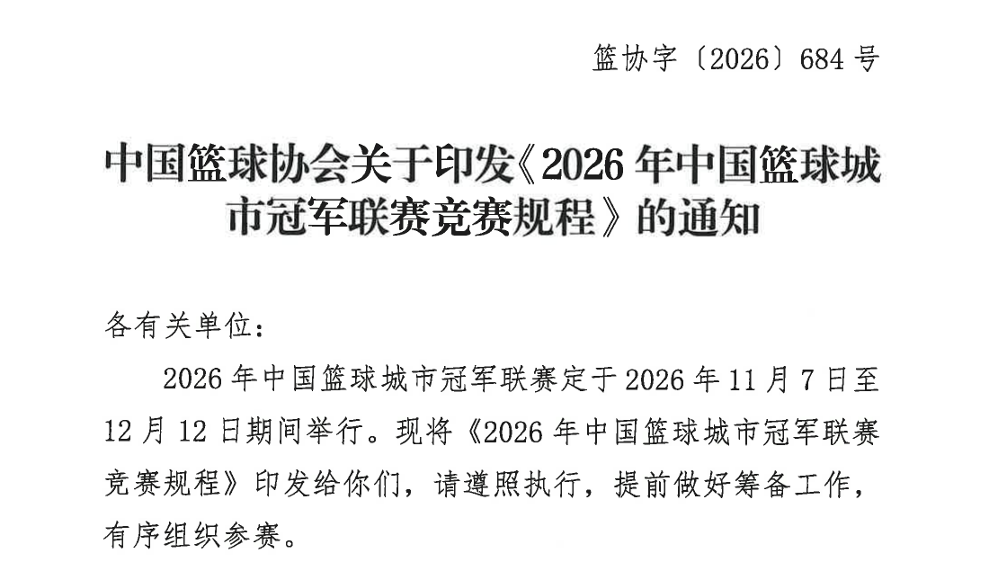 中国篮球协会关于印发《2026年中国篮球城市冠军联赛竞赛规程》的通知_通知.png